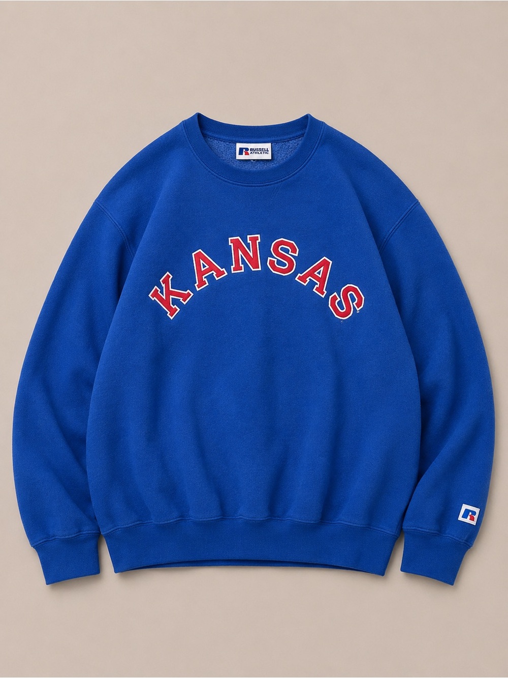 Vintage Russell Athletic Crewneck Sweatshirt in  with Red White Kansas Logo